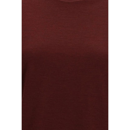T-Shirt by Thom Browne for women in merino wool bordeaux showcases a unassuming silhouette, artfully detailed with a refined and unassuming for a sophisticated, contemporary look.