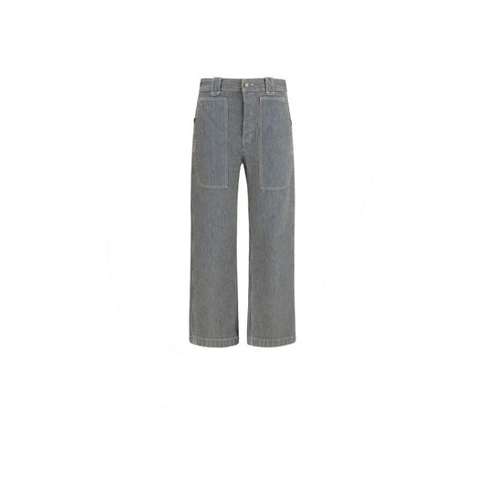 Casual Pants by Isabel Marant Étoile for women in cotton polyester twill & metal blue, toile & striped features an refined tailoring silhouette, showcasing a premium regular-fit & wide with a and long cut for a refined tailoring look.