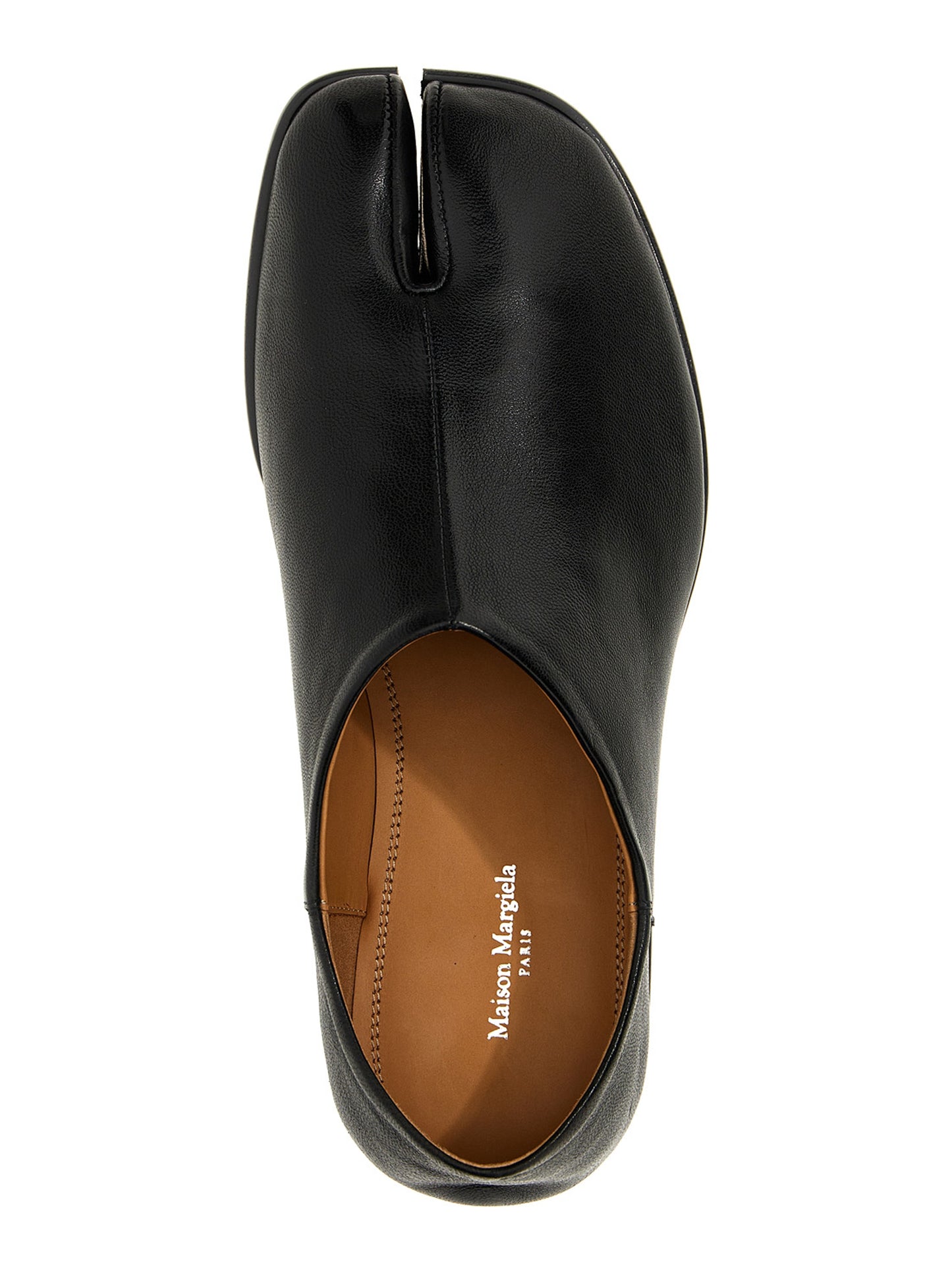 Ballet Flat Shoes by Maison Margiela for women in lamb leather black & signature presents a impeccable silhouette as Women's Lamb Leather Ballet Flat Shoes, artfully designed with a and a impeccable for a refined, upscale finish.