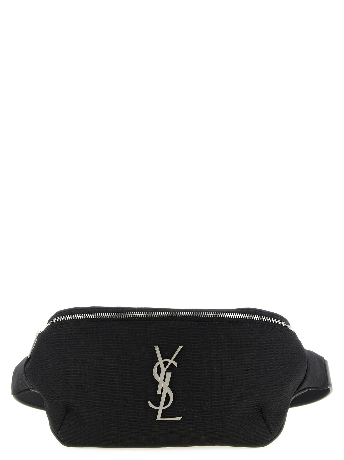 Fanny Pack Messenger Bag by Saint Laurent for men in lamb leather & polyester black, silver & monogram features a statement-making Cassandre Lamb leather & Polyester Fanny Pack Messenger Bag design with a secure buckle, statement-making cardholder, and versatile crossbody-strap, shoulder-strap, adjustable-strap & belt-strap for a sophisticated look.