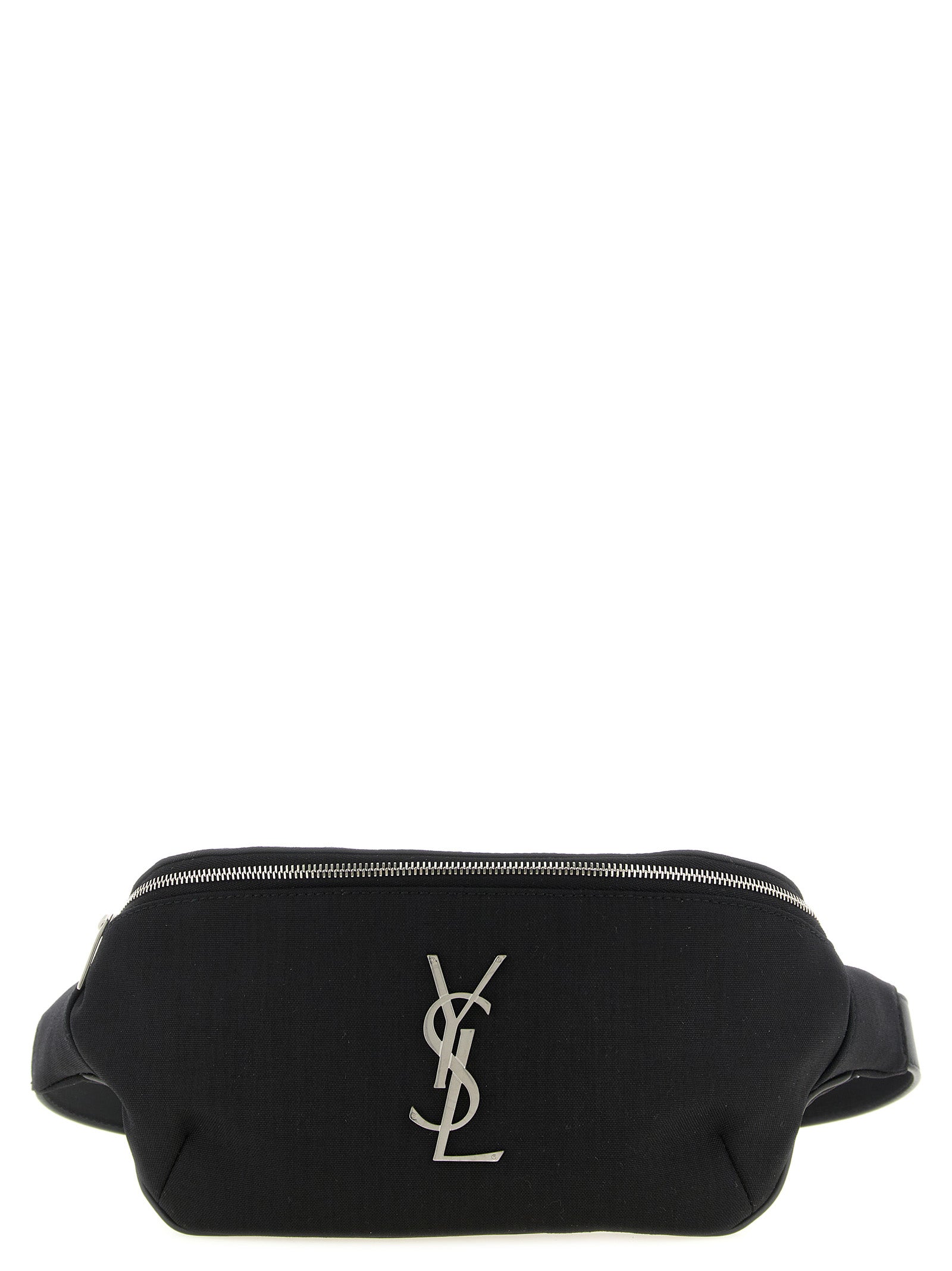 Fanny Pack Messenger Bag by Saint Laurent for men in lamb leather & polyester black, silver & monogram features a statement-making Cassandre Lamb leather & Polyester Fanny Pack Messenger Bag design with a secure buckle, statement-making cardholder, and versatile crossbody-strap, shoulder-strap, adjustable-strap & belt-strap for a sophisticated look.