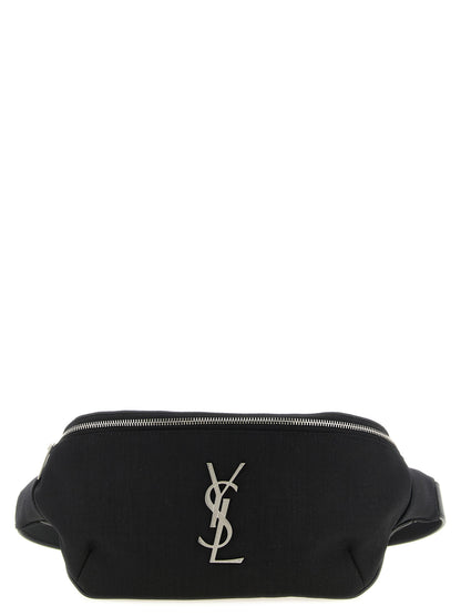 Fanny Pack Messenger Bag by Saint Laurent for men in lamb leather & polyester black, silver & monogram features a statement-making Cassandre Lamb leather & Polyester Fanny Pack Messenger Bag design with a secure buckle, statement-making cardholder, and versatile crossbody-strap, shoulder-strap, adjustable-strap & belt-strap for a sophisticated look.