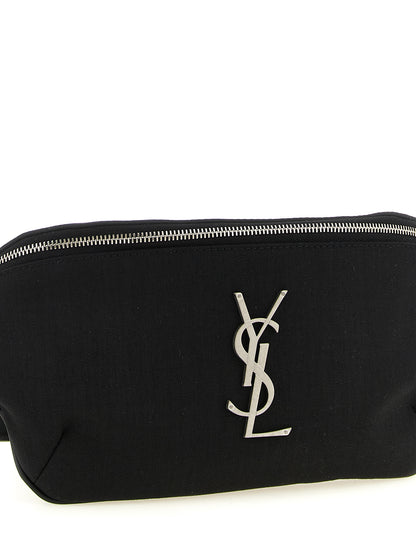 Fanny Pack Messenger Bag by Saint Laurent for men in lamb leather & polyester black, silver & monogram features an fashionable Cassandre Lamb leather & Polyester Fanny Pack Messenger Bag design with a fashionable buckle, ample cardholder, and versatile crossbody-strap, shoulder-strap, adjustable-strap & belt-strap for a sophisticated finish.