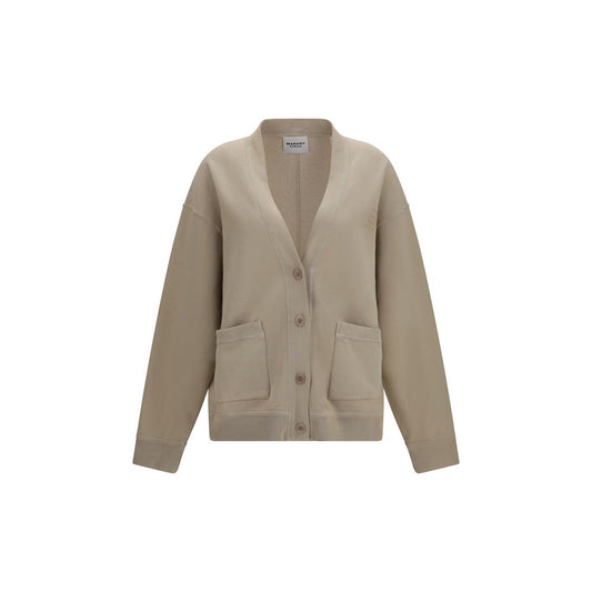 Cardigan by Isabel Marant Étoile for women in cotton polyester beige & toile showcases a luxurious silhouette, meticulously detailed with a sophisticated v-neck neckline and long-sleeve for a refined finish.