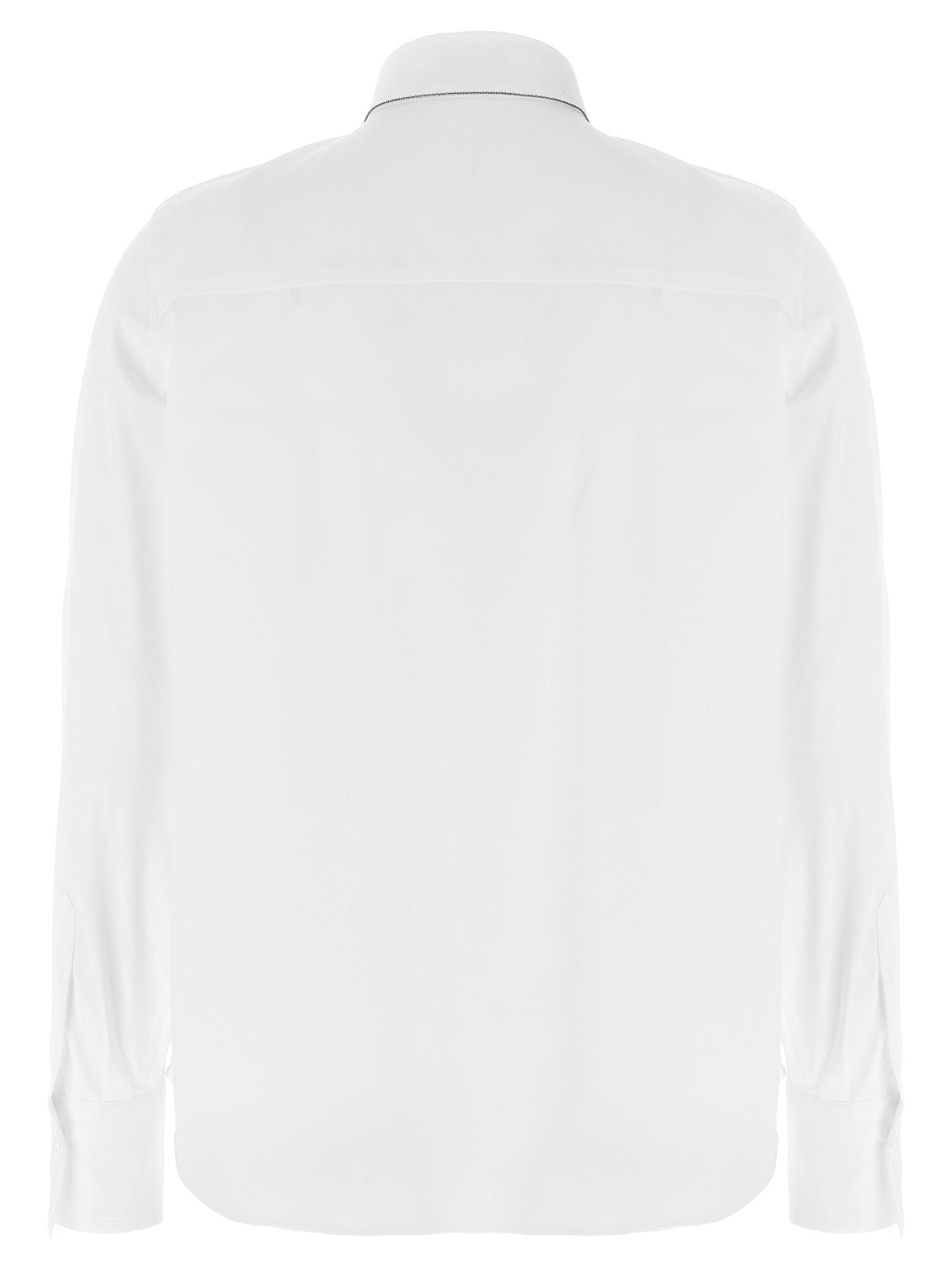 Blouse by Brunello Cucinelli for women in stretch polyamide cotton white features an polished silhouette, showcasing a sophisticated and detail for a truly polished finish.