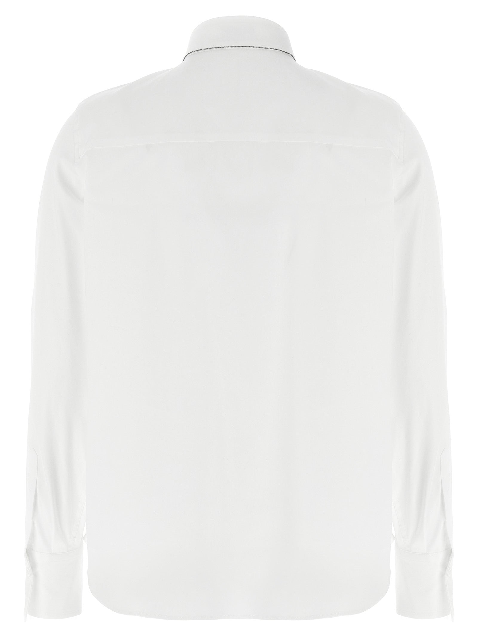 Blouse by Brunello Cucinelli for women in stretch polyamide cotton white features an polished silhouette, showcasing a sophisticated and detail for a truly polished finish.