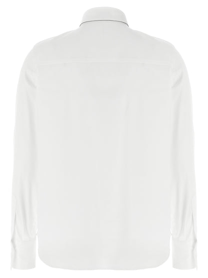 Blouse by Brunello Cucinelli for women in stretch polyamide cotton white features an polished silhouette, showcasing a sophisticated and detail for a truly polished finish.