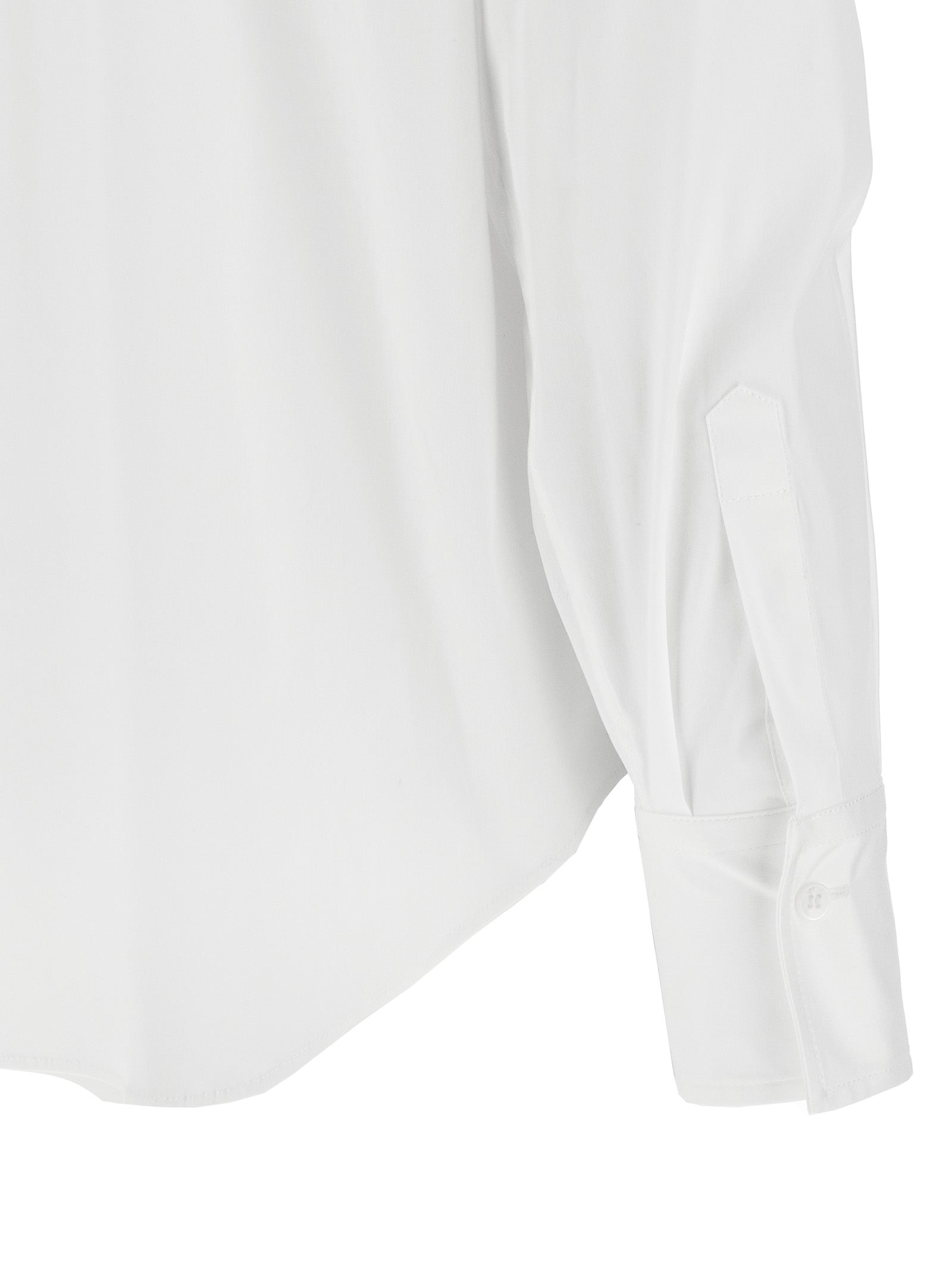 Blouse by Brunello Cucinelli for women in stretch polyamide cotton white features an architectural silhouette with a refined and elegant for a architectural look.