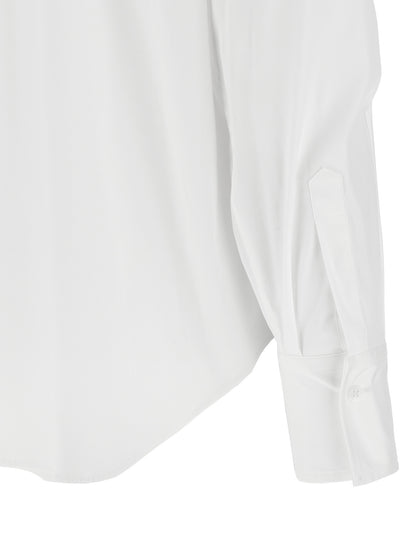 Blouse by Brunello Cucinelli for women in stretch polyamide cotton white features an architectural silhouette with a refined and elegant for a architectural look.