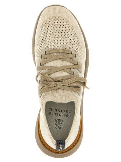 Sneakers by Brunello Cucinelli for men in stretch polyamide cotton beige features an fashionable silhouette, showcasing the premium Men's Low Top Slip On Stretch Polyamide Cotton Sneakers in a fashionable low-top slip-on style that offers a fashionable finish for refined style.