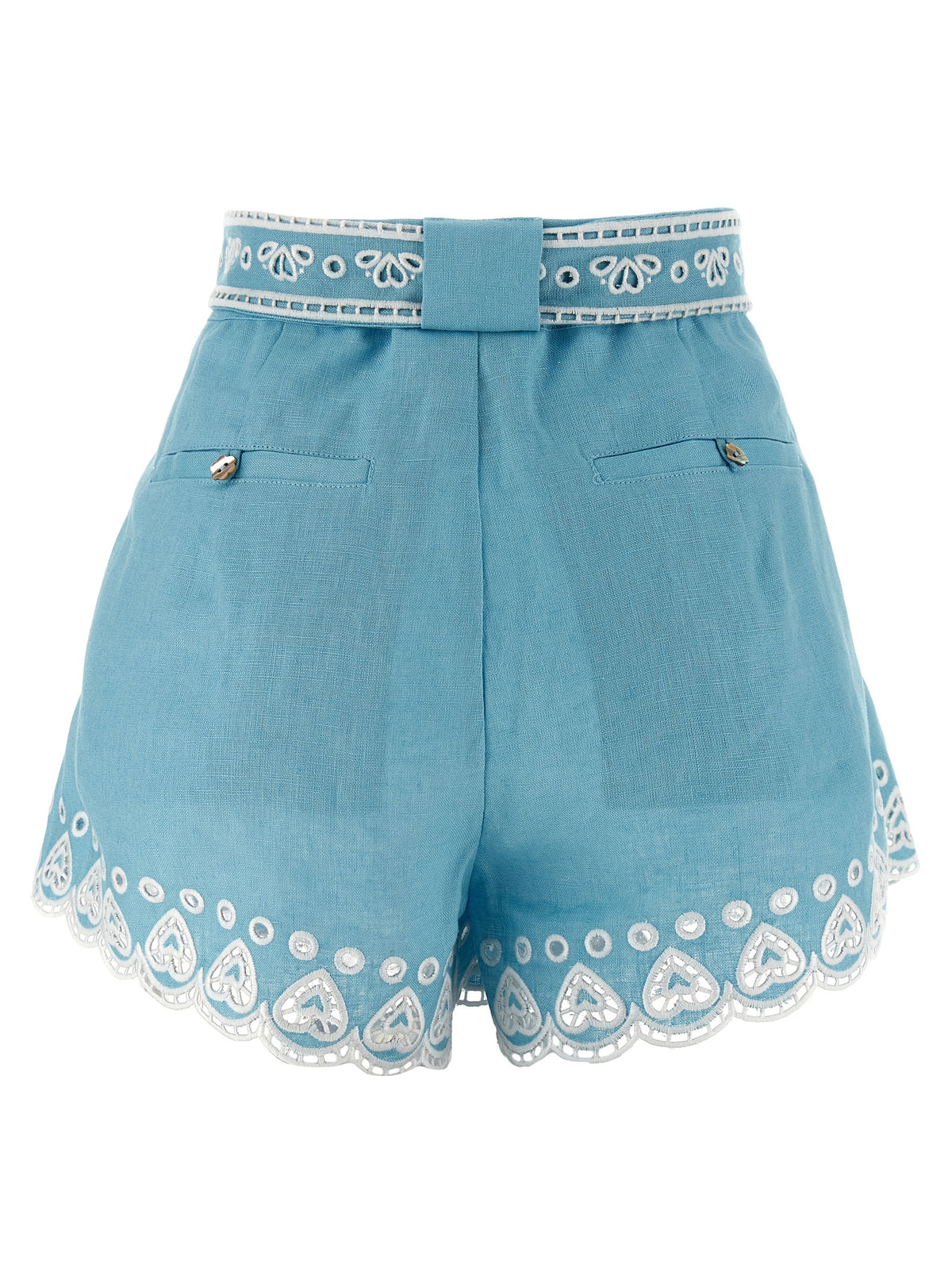 FARM RIO Women's Linen Twill Bermuda Shorts - Light Blue Pearl