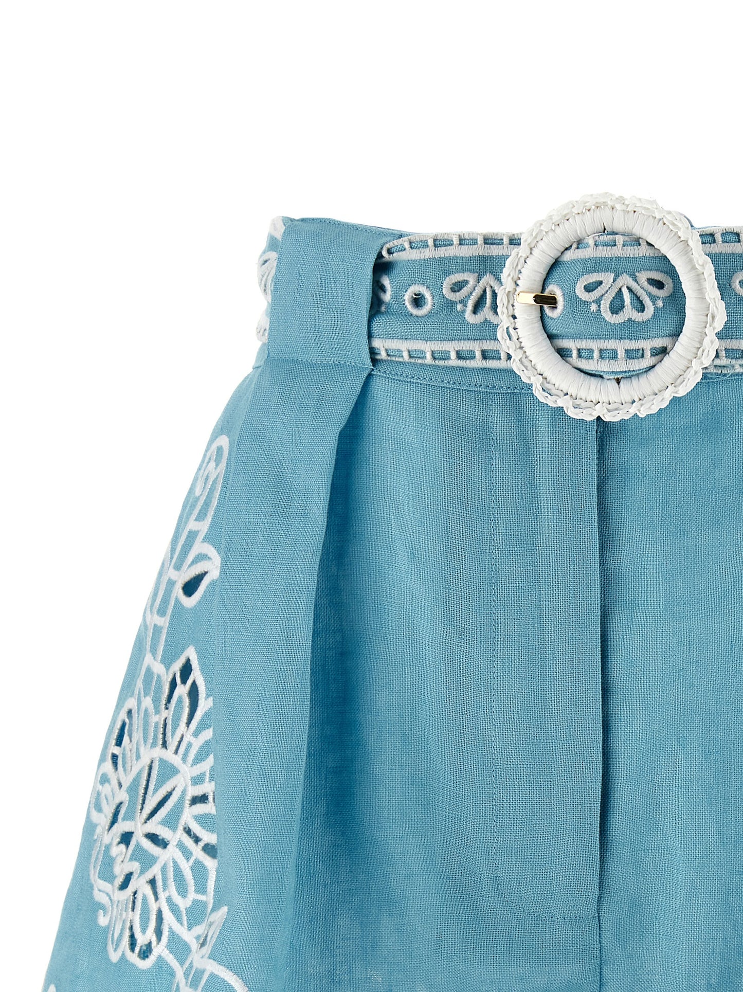 FARM RIO Women's Linen Twill Bermuda Shorts - Light Blue Pearl