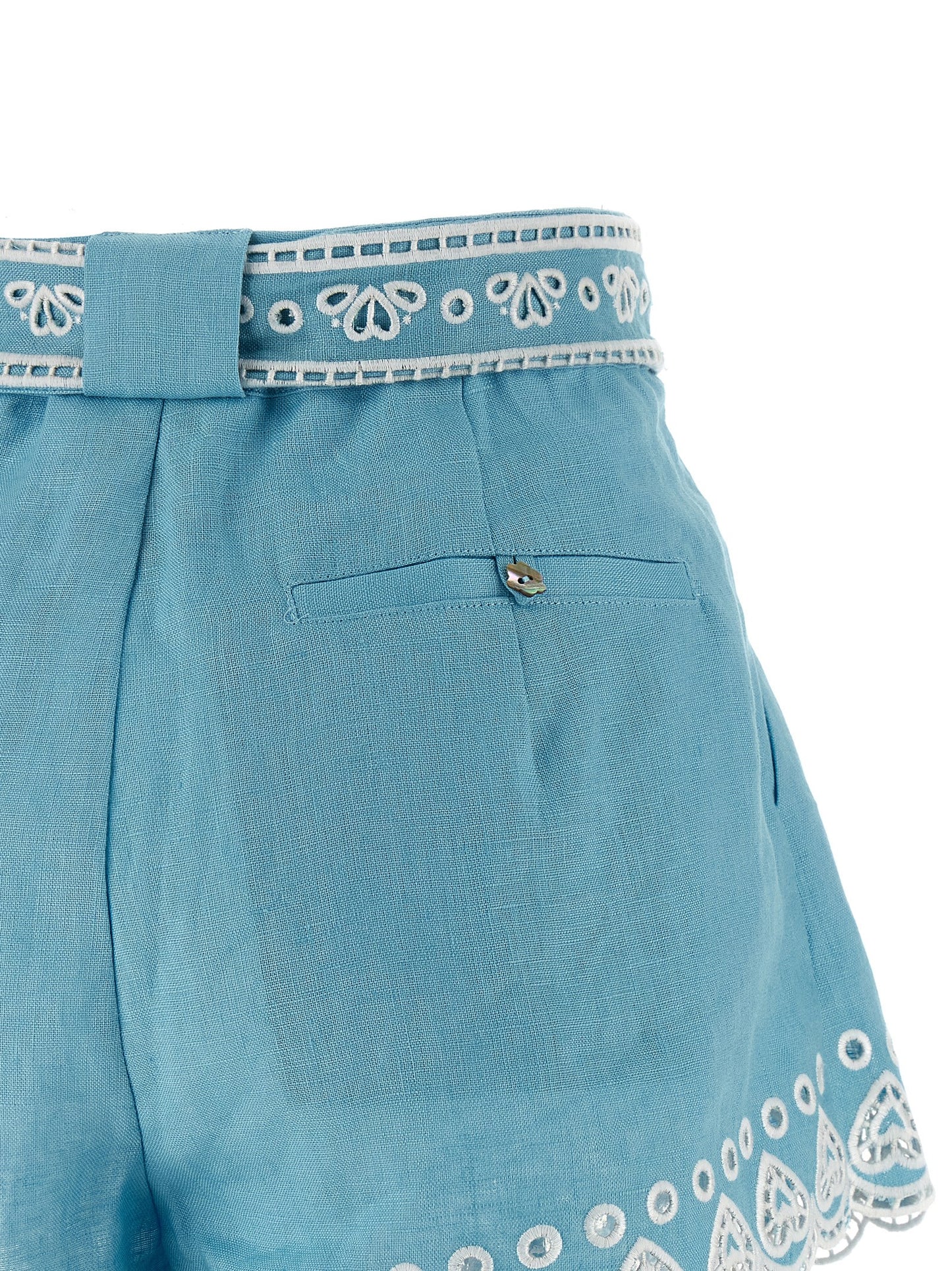 FARM RIO Women's Linen Twill Bermuda Shorts - Light Blue Pearl