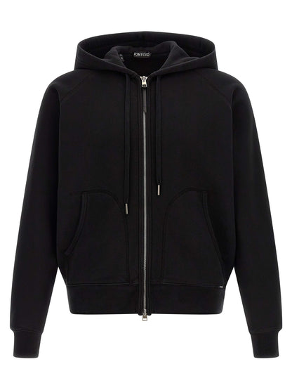 Sweatshirt Hoodie by Tom Ford for men in cotton black features a authentic silhouette, showcasing a sophisticated hooded neckline and authentic detail for a refined finish.