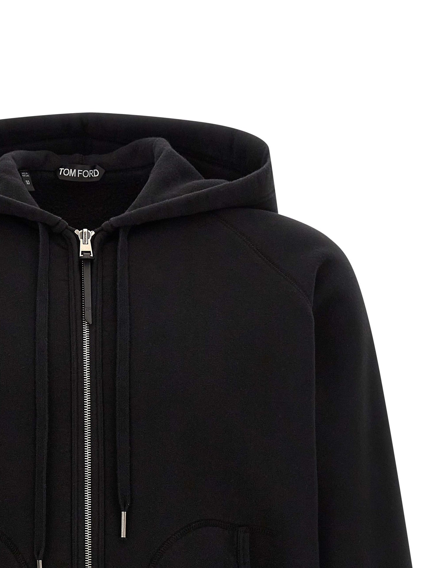 Sweatshirt Hoodie by Tom Ford for men in cotton black features an luminous silhouette, showcasing a sophisticated hooded neckline and for a truly luminous look.