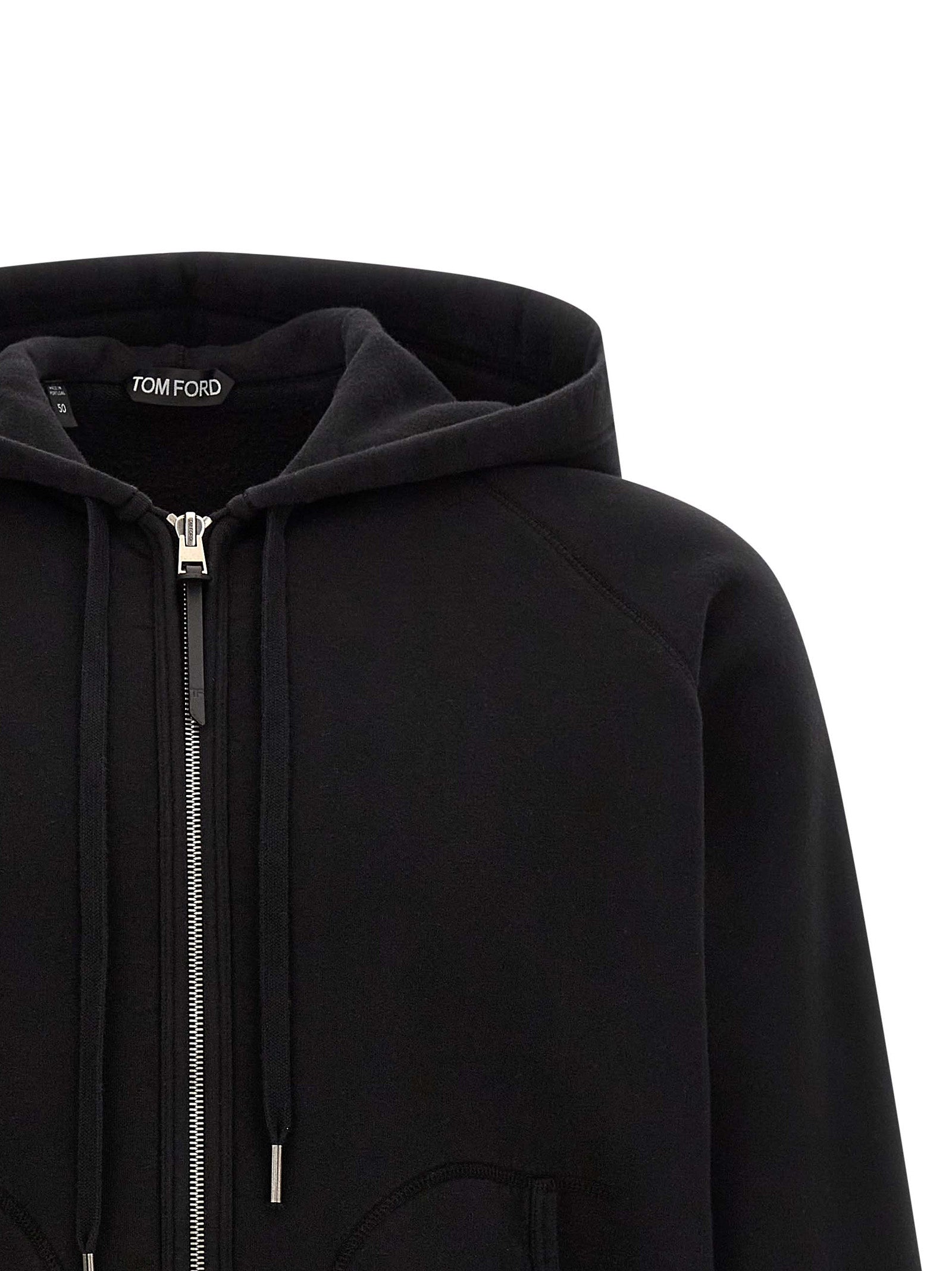 Sweatshirt Hoodie by Tom Ford for men in cotton black features an luminous silhouette, showcasing a sophisticated hooded neckline and for a truly luminous look.