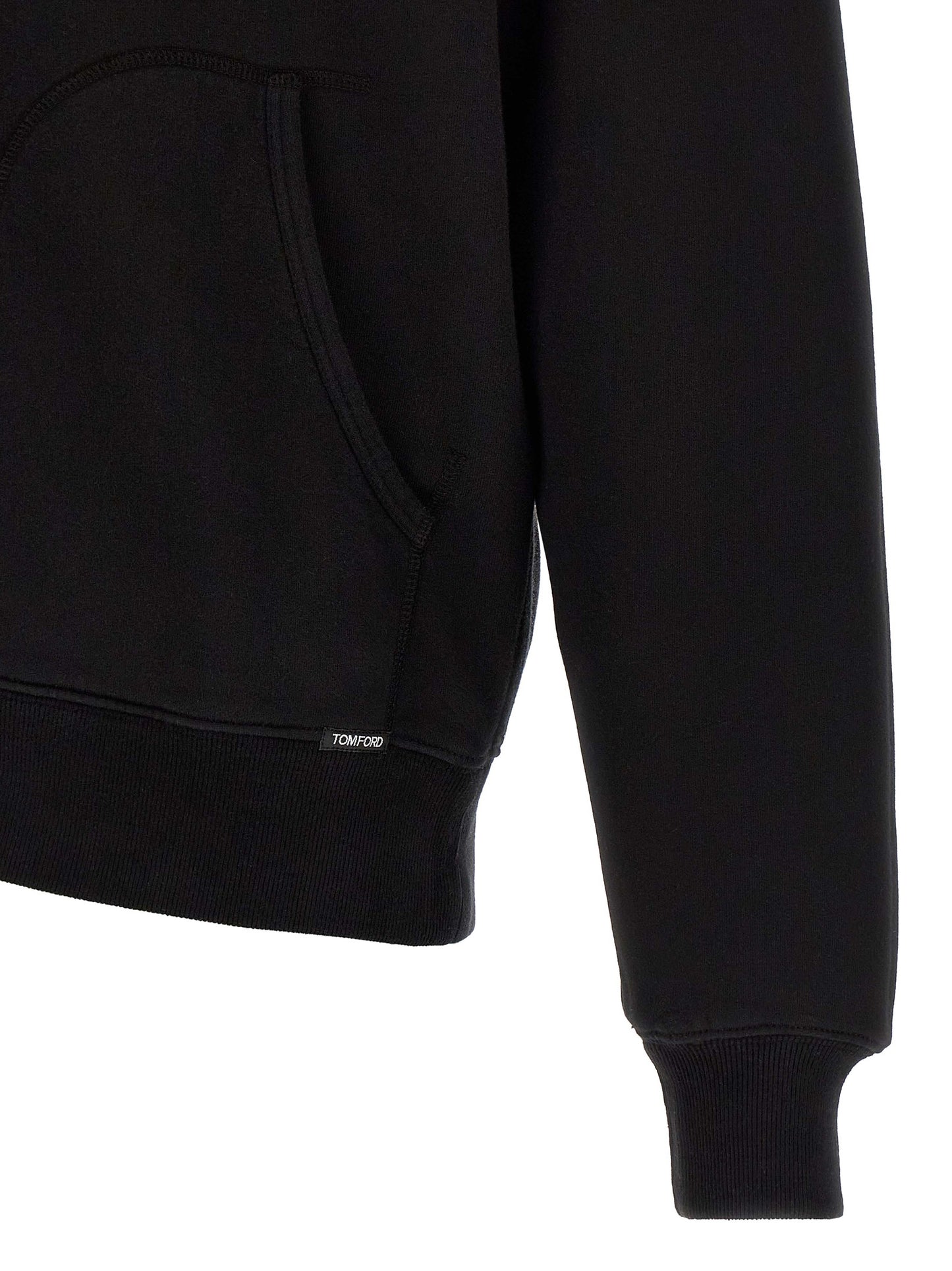 Sweatshirt Hoodie by Tom Ford for men in cotton black showcases a city-ready silhouette, artfully detailed with a signature and for a city-ready finish.