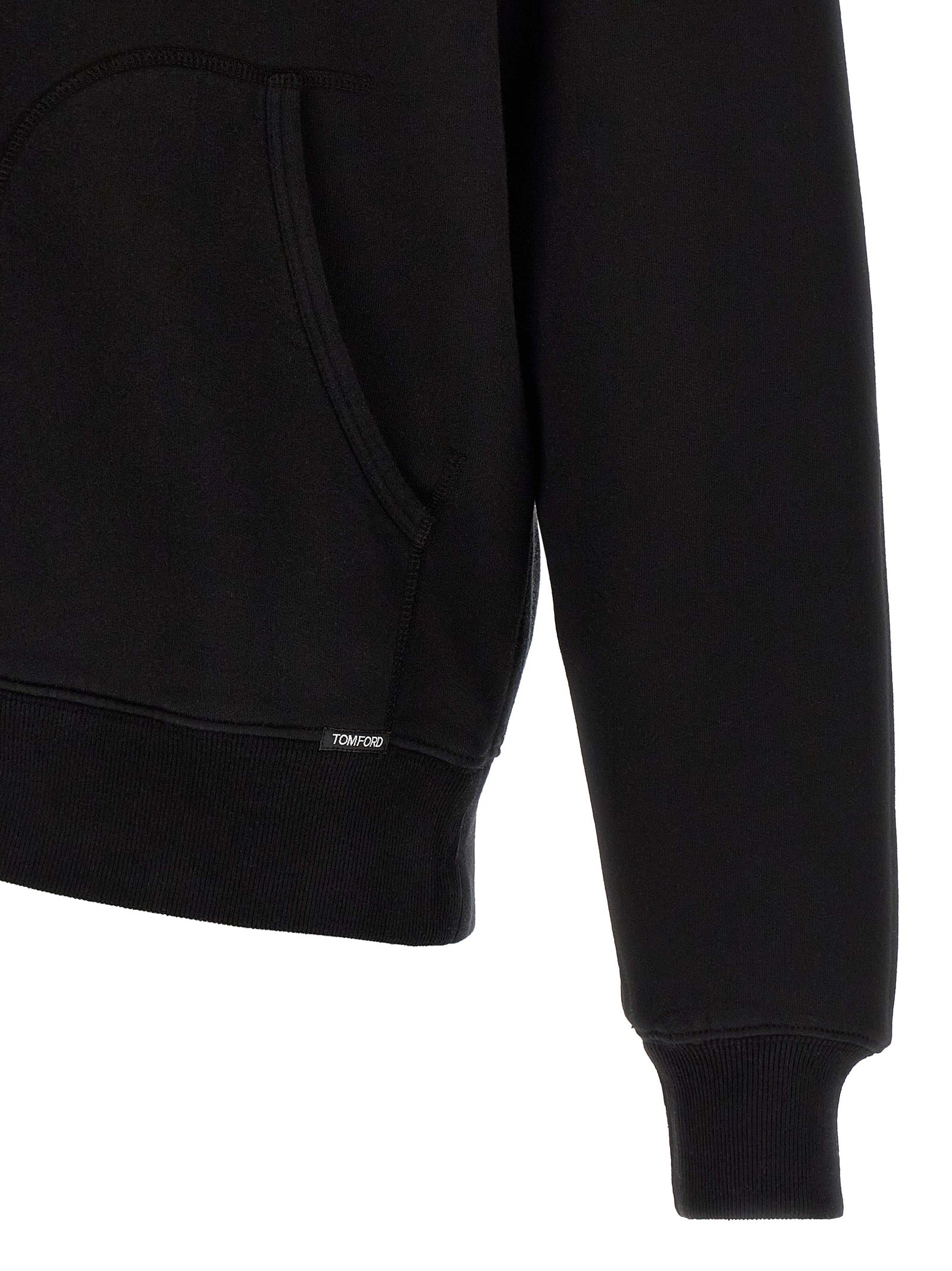 Sweatshirt Hoodie by Tom Ford for men in cotton black showcases a city-ready silhouette, artfully detailed with a signature and for a city-ready finish.