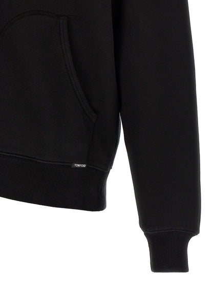 Sweatshirt Hoodie by Tom Ford for men in cotton black showcases a city-ready silhouette, artfully detailed with a signature and for a city-ready finish.