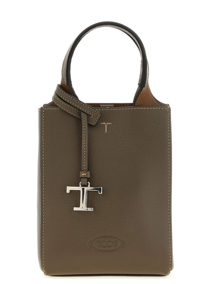 Micro Crossbody Handbag by Tod's for women in calfskin leather bicolour, green, olive, silver & signature features a exquisite silhouette, showcasing a secure and exquisite with versatile crossbody-strap, handle & detachable-strap for a exquisite finish.