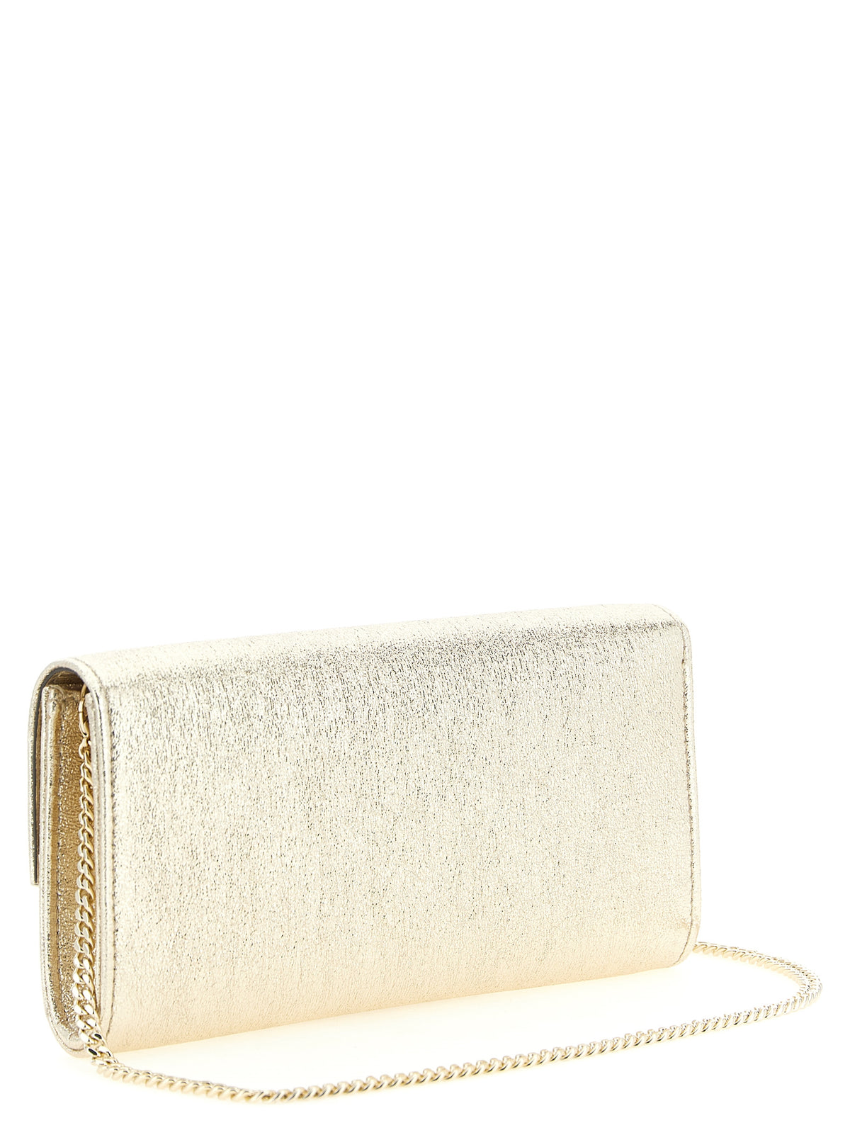Jimmy Choo Emmie Leather & Brass Shoulder Evening Envelope Clutch Handbag - Gold