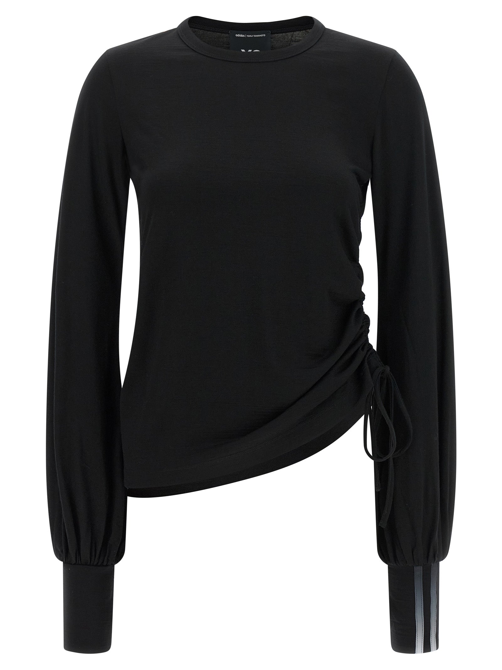 Activewear T-Shirt by Y-3 for women in merino wool gradient, black & striped features an contemporary design with , a long-sleeve length, and a contemporary .
