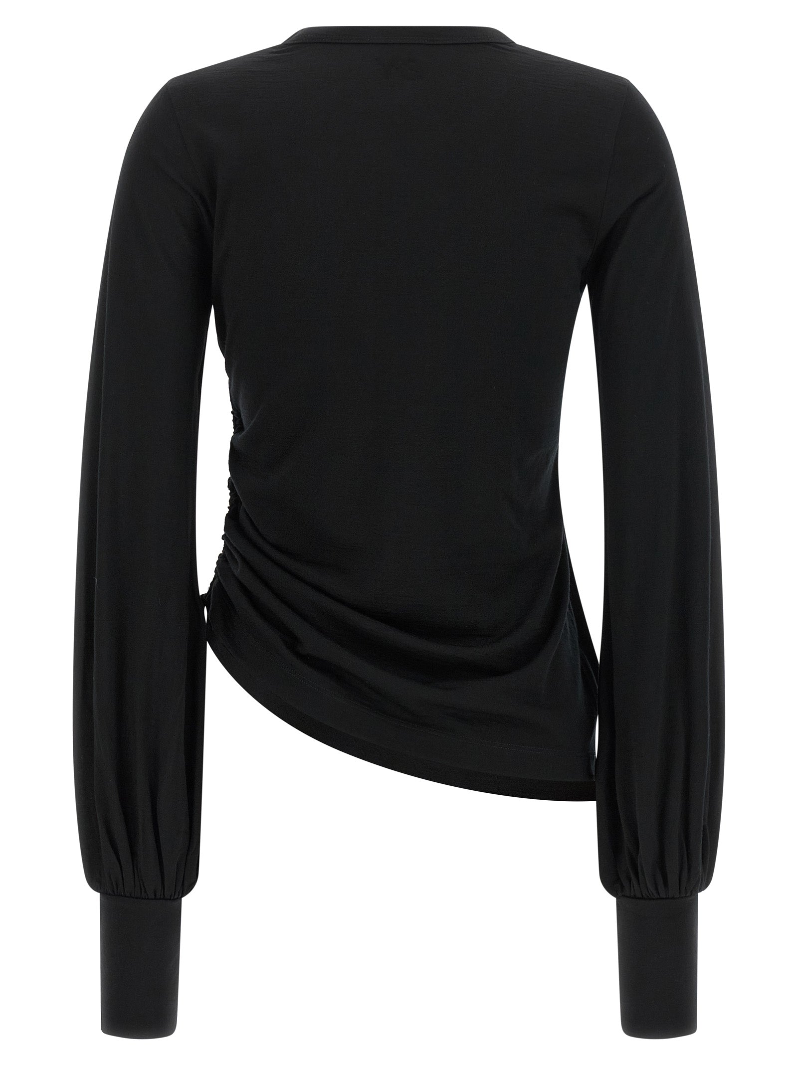 Activewear T-Shirt by Y-3 for women in merino wool gradient, black & striped features an athletic silhouette with sleeves and a neckline, enhanced by high-performance .