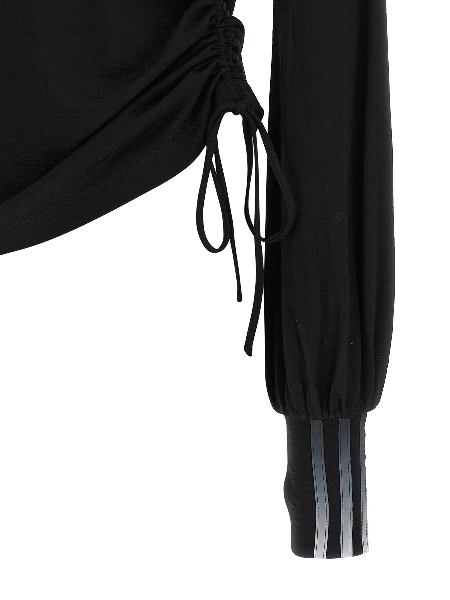 Activewear T-Shirt by Y-3 for women in merino wool gradient, black & striped features a dynamic silhouette with and enhanced by functional .