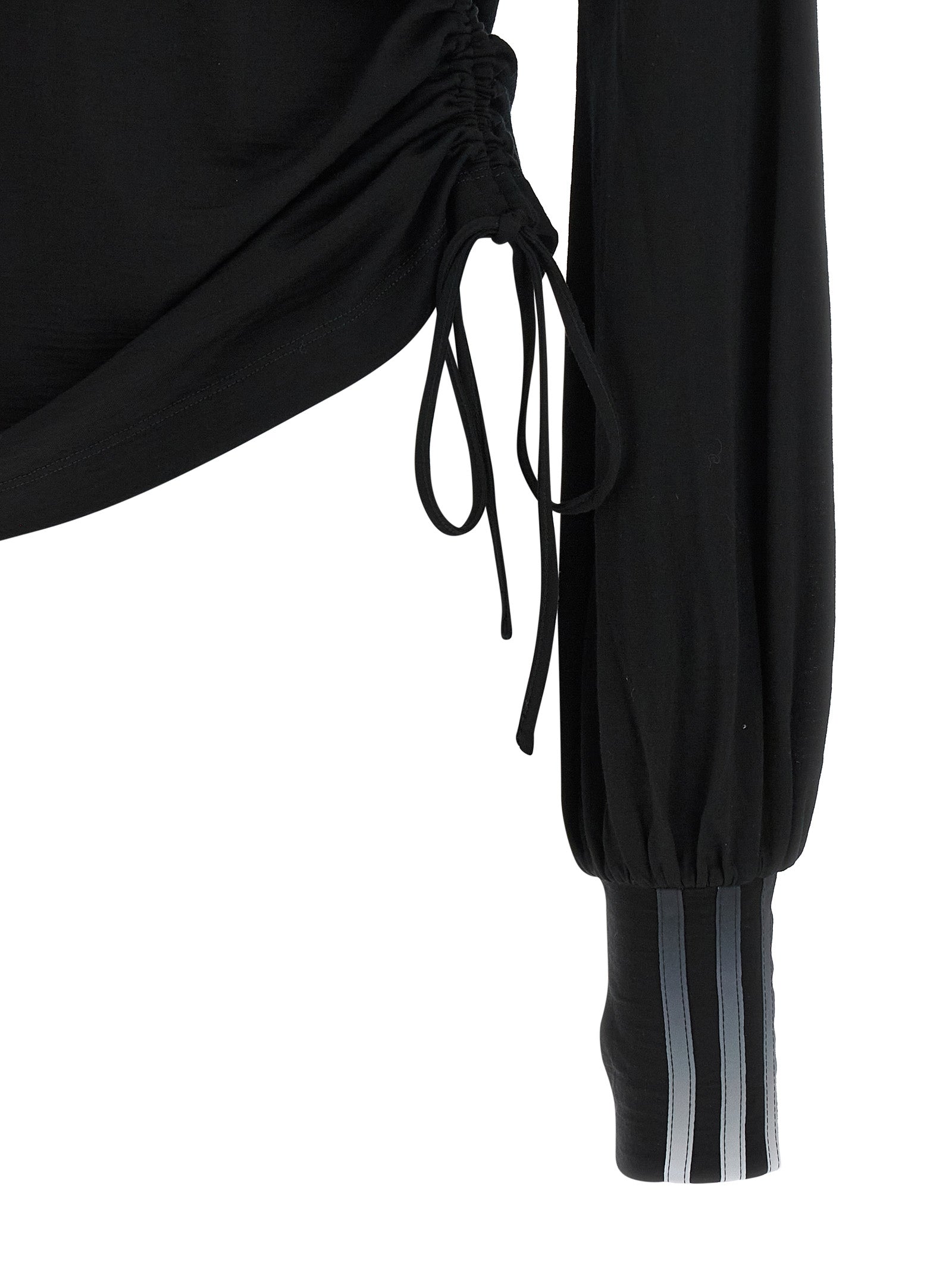 Activewear T-Shirt by Y-3 for women in merino wool gradient, black & striped features a dynamic silhouette with and enhanced by functional .