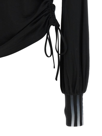 Activewear T-Shirt by Y-3 for women in merino wool gradient, black & striped features a dynamic silhouette with and enhanced by functional .