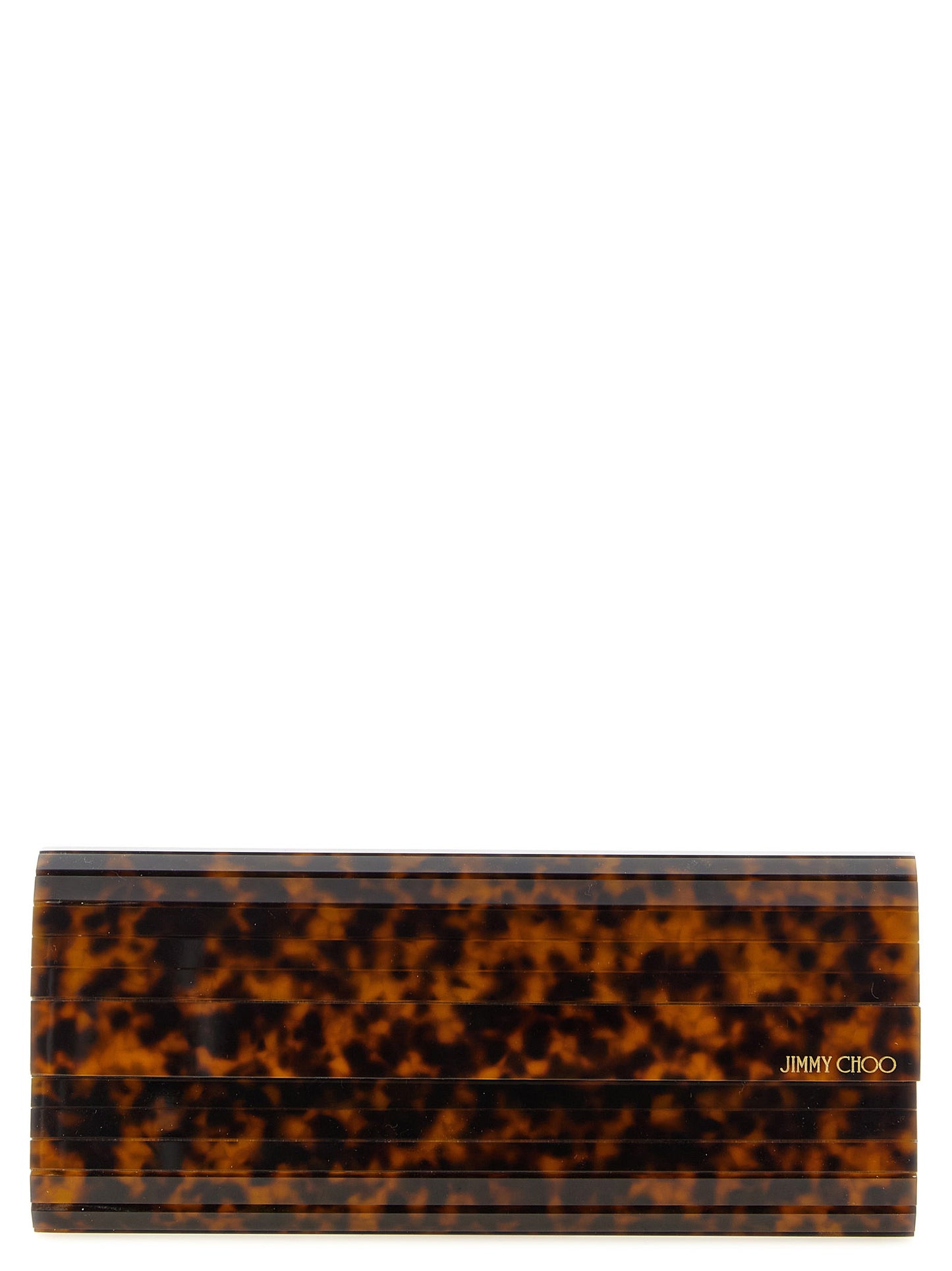 Shoulder Evening Flap Clutch Handbag by Jimmy Choo for women in polyester leather amber, beige, brown & gold features a architectural silhouette, showcasing a secure flap & magnetic, ample , and versatile shoulder-strap for a architectural finish.