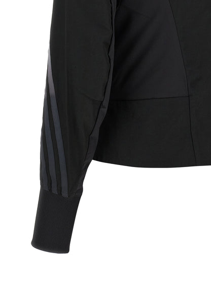 Activewear Sweatshirt by Y-3 for women in polyamide twill gradient, black & striped showcases a athletic silhouette with sleeves, a athletic high-neck neckline, and high-performance for a athletic aesthetic.
