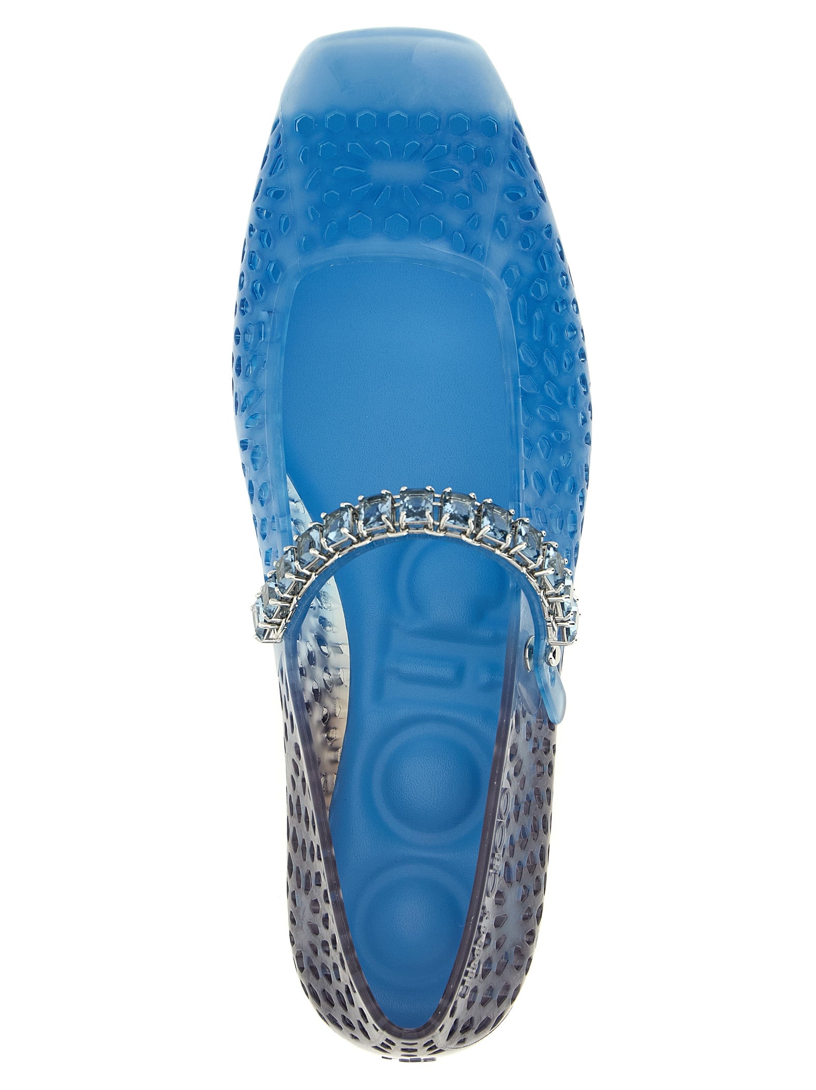 Ballet Mary-Jane Flat Shoes by Jimmy Choo for women in tu metallized fiber & denim gradient, blue, gray, silver, patterned, signature & monogram features an statuesque silhouette from the Women's TU Metallized Fiber & Denim Ballet Mary-Jane Flat Shoes collection, showcasing a and a statuesque for a statuesque look.
