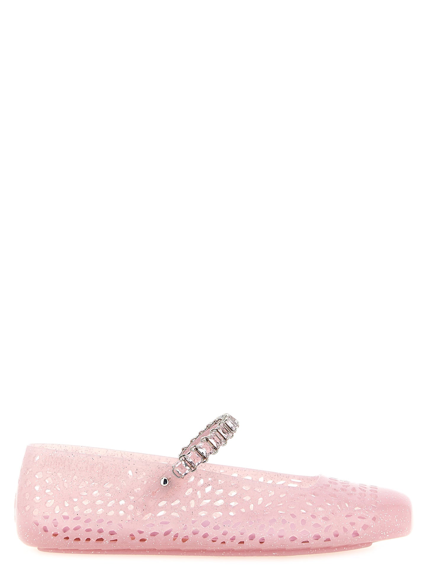 Ballet Mary-Jane Flat Shoes by Jimmy Choo for women in thermoplastic polyurethane multicolor, pink, silver & patterned showcases a enchanting silhouette as part of the Women's Thermoplastic Polyurethane Ballet Mary-Jane Flat Shoes collection, defined by a enchanting square toe style and for a enchanting look.