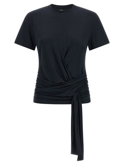 7 For All Mankind Women's Short-Sleeve Crew Neck Lyocell Activewear T-Shirt - Dark Blue