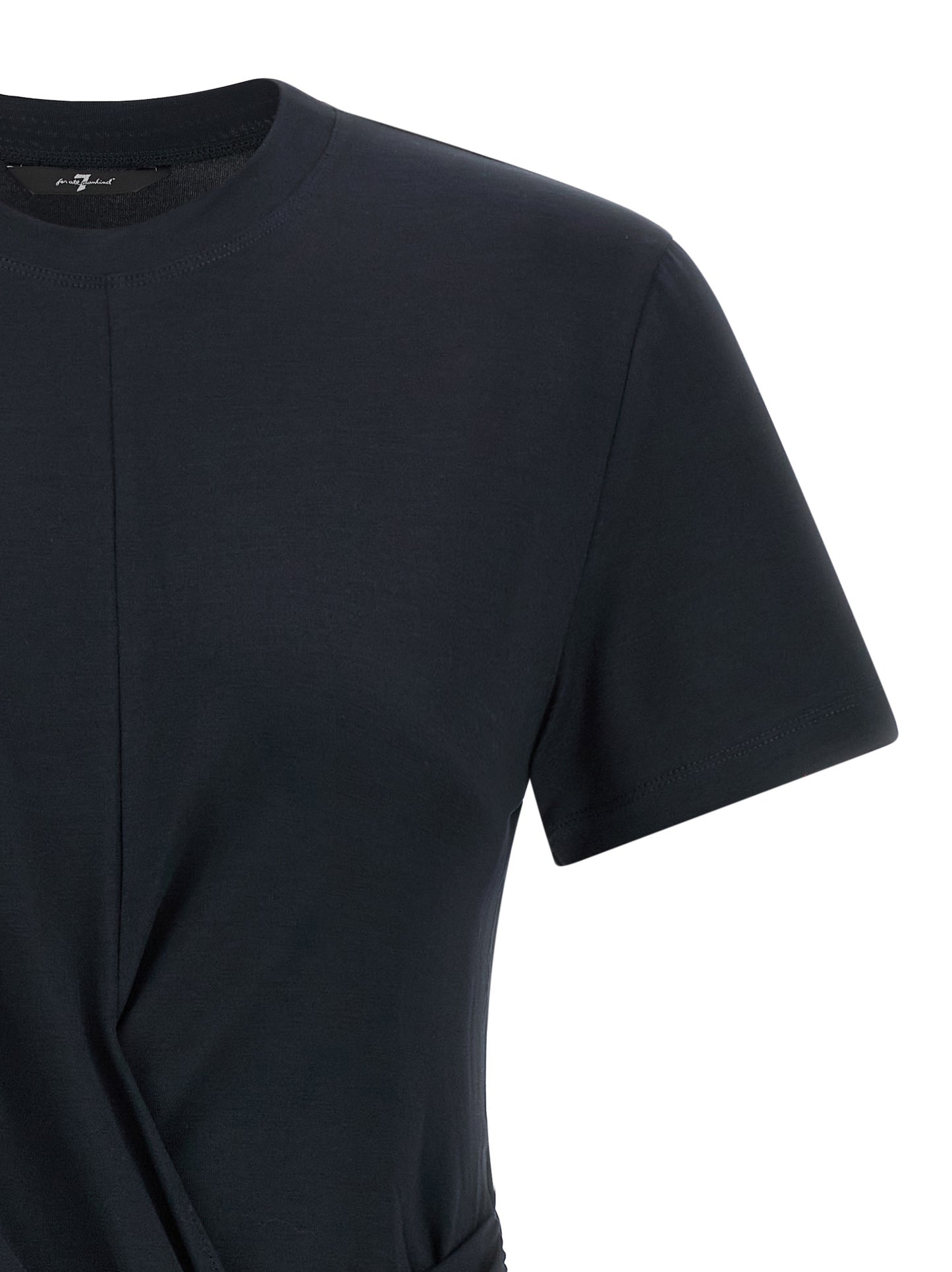 7 For All Mankind Women's Short-Sleeve Crew Neck Lyocell Activewear T-Shirt - Dark Blue
