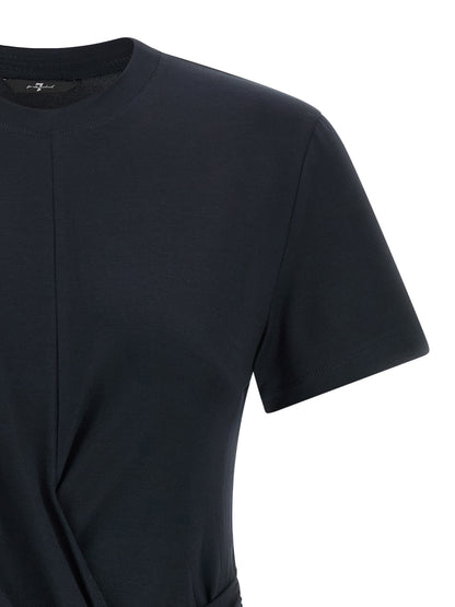 7 For All Mankind Women's Short-Sleeve Crew Neck Lyocell Activewear T-Shirt - Dark Blue