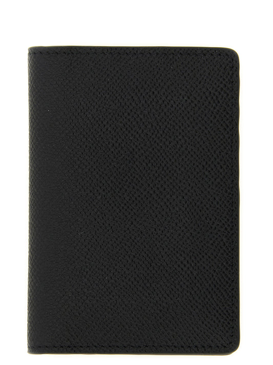 Cardholder Card Case by Maison Margiela for men in calfskin leather black & signature features a sleek silhouette, showcasing the sleek design of the Four Stitches Calfskin Leather Cardholder Card Case with functional card-organization for a premium look.
