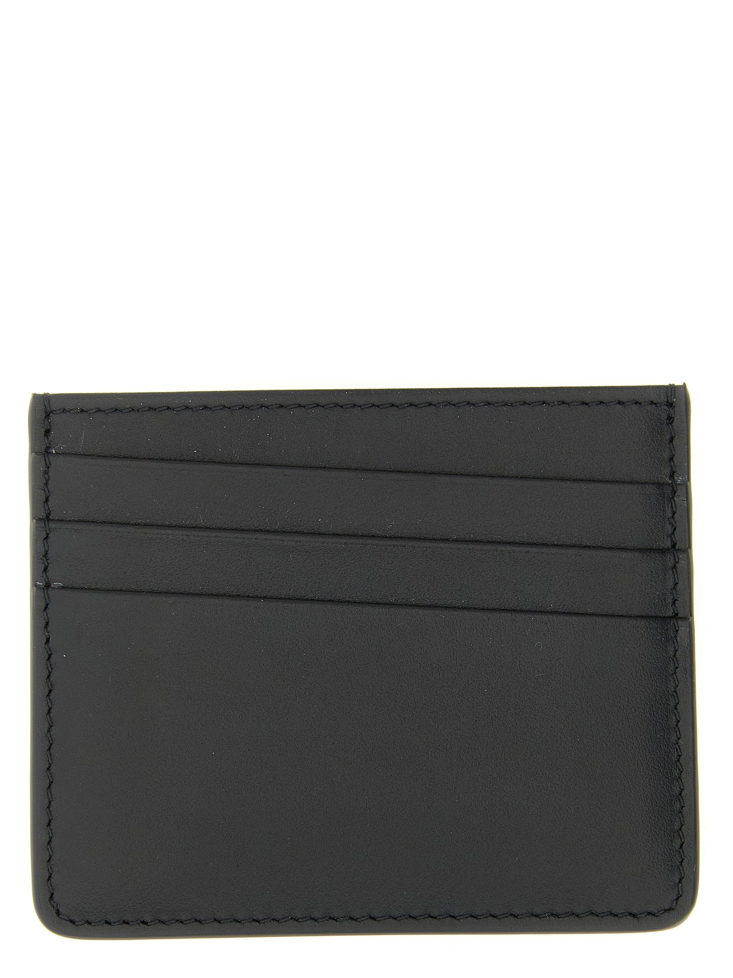 Cardholder Card Case by Maison Margiela for men in calfskin leather black, white & signature features a distinguished silhouette, showcasing the distinguished design of the Four Stitches Calfskin Leather Cardholder Card Case with refined card-organization compact-design.