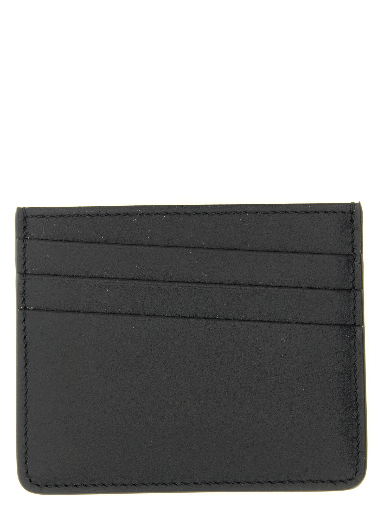 Cardholder Card Case by Maison Margiela for men in calfskin leather black, white & signature features a distinguished silhouette, showcasing the distinguished design of the Four Stitches Calfskin Leather Cardholder Card Case with refined card-organization compact-design.