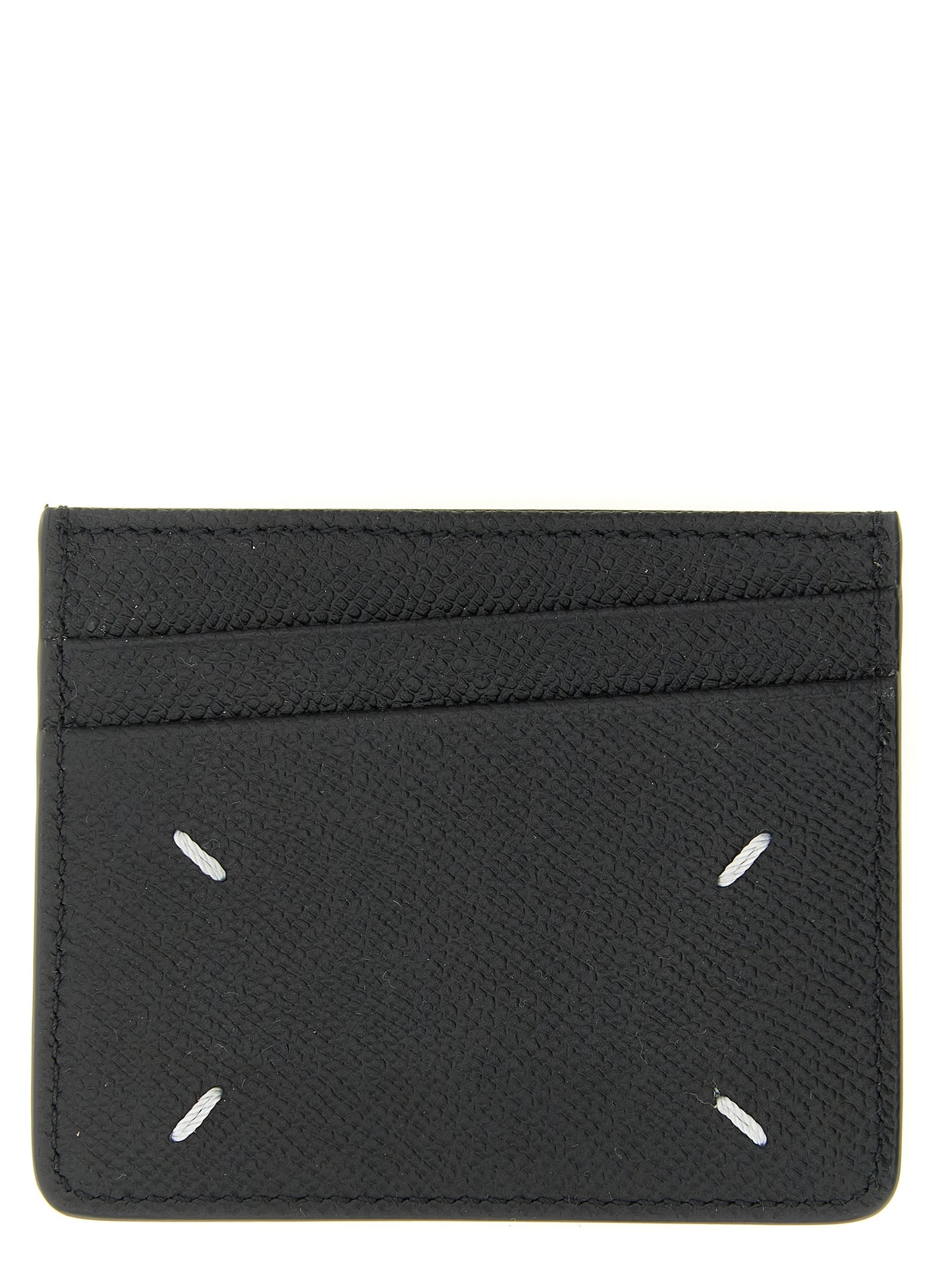 Cardholder Card Case by Maison Margiela for men in calfskin leather black, white & signature features a polished Four Stitches Calfskin Leather Cardholder Card Case design with polished card-organization compact-design.