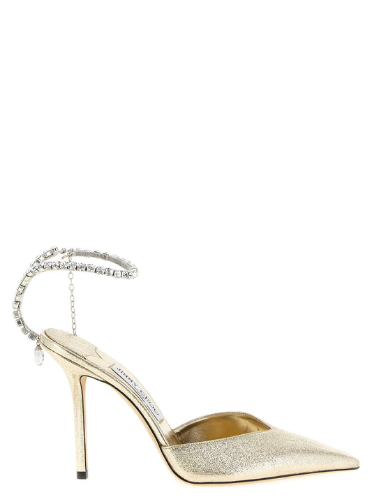 High-Heel Stiletto Pumps Heels by Jimmy Choo for women in plastic leather & crystal gold features an captivating silhouette, showcasing the elegant Women's Plastic Leather & Crystal High-Heel Stiletto Pumps Heels design with a stiletto high-heel and a sophisticated .