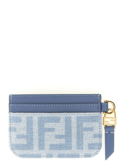 Cardholder Card Case by Fendi for women in polyester denim cotton gold, light-blue, monogram & print showcases a couture-grade silhouette from the Polyester Denim Cotton Cardholder Card Case collection, highlighting functional card-organization for a couture-grade finish.