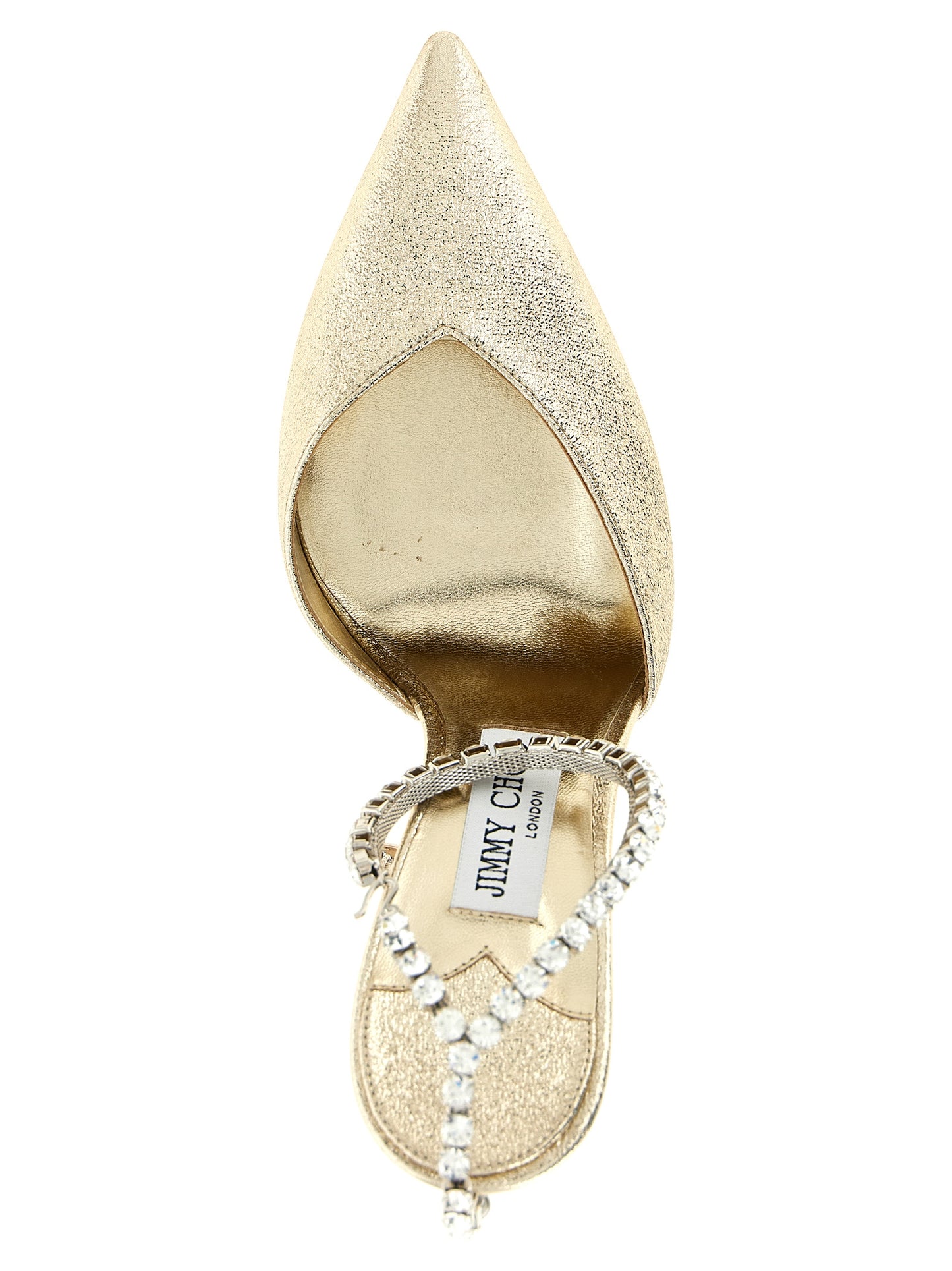 High-Heel Stiletto Pumps Heels by Jimmy Choo for women in plastic leather & crystal gold showcases a exquisite silhouette, perfectly accentuating Women's Plastic Leather & Crystal High-Heel Stiletto Pumps Heels with a exquisite stiletto high-heel and exquisite .