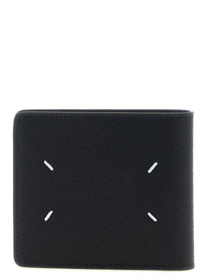 Cardholder Wallet by Maison Margiela for men in calfskin leather black, silver & signature presents a streamlined silhouette, showcasing the sophisticated design of the Four Stitches Calfskin Leather Cardholder Wallet collection with functional card-organization.