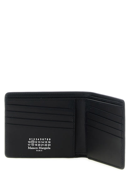 Cardholder Wallet by Maison Margiela for men in calfskin leather black, silver & signature showcases a refined silhouette, artfully capturing the essence of the refined Four Stitches Calfskin Leather Cardholder Wallet design with functional card-organization.