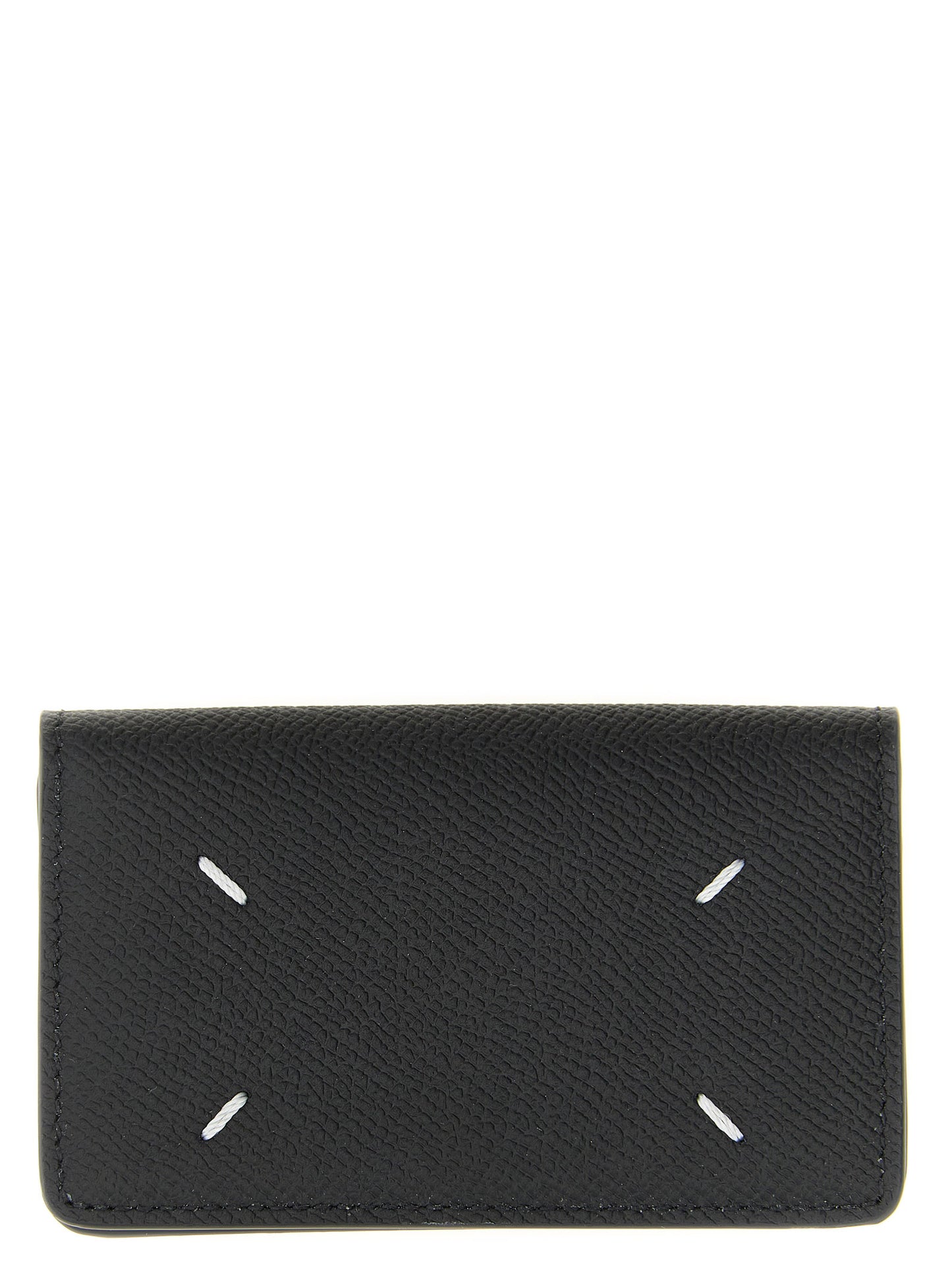 Cardholder Card Case by Maison Margiela for women in calfskin leather black, silver & signature features an dynamic silhouette from the Four Stitches Calfskin Leather Cardholder Card Case collection, highlighting dynamic card-organization for a premium and sophisticated look.
