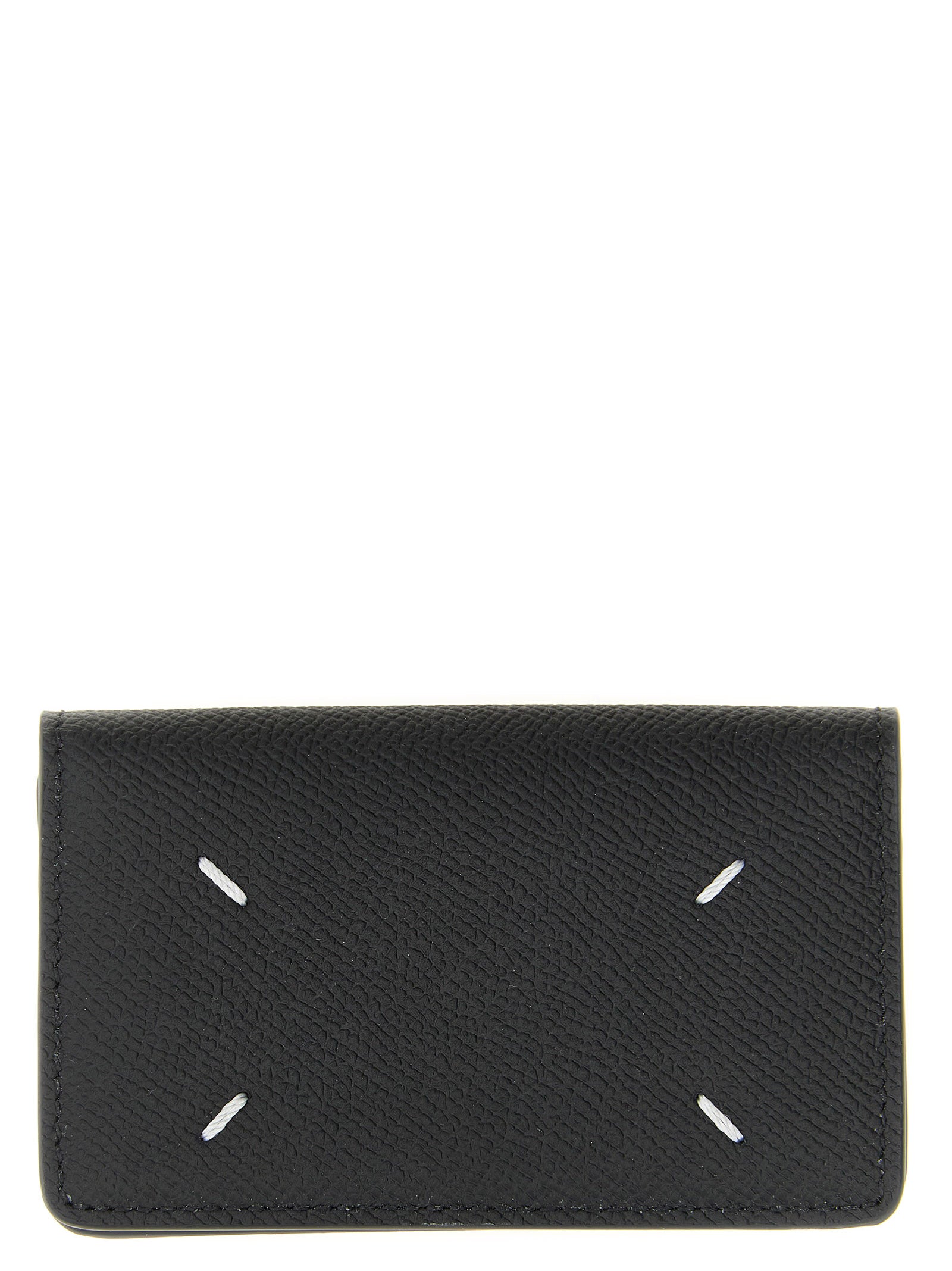 Cardholder Card Case by Maison Margiela for women in calfskin leather black, silver & signature features an dynamic silhouette from the Four Stitches Calfskin Leather Cardholder Card Case collection, highlighting dynamic card-organization for a premium and sophisticated look.
