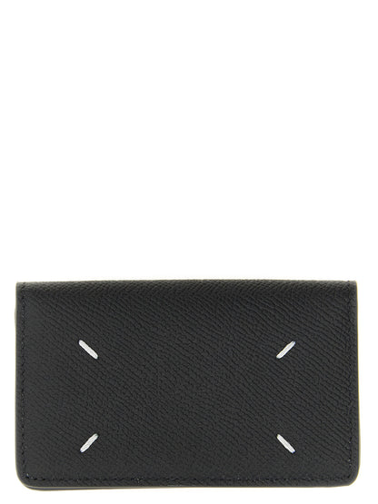 Cardholder Card Case by Maison Margiela for women in calfskin leather black, silver & signature features an dynamic silhouette from the Four Stitches Calfskin Leather Cardholder Card Case collection, highlighting dynamic card-organization for a premium and sophisticated look.
