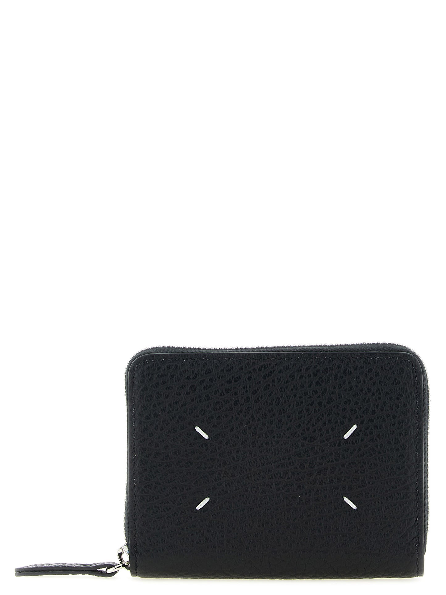 Cardholder Wallet by Maison Margiela for men in calfskin leather black & signature presents a refined silhouette, artfully capturing the essence of the Four Stitches Calfskin Leather Cardholder Wallet design with sophisticated card-organization zip-around coin-purse for a refined look.